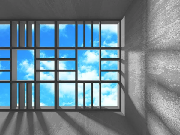 Betonnen kamer muurconstructie op bewolkte hemel achtergrond — Stockfoto
