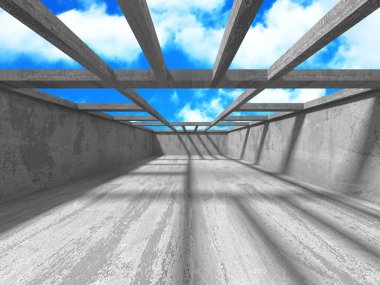 Bulutlu gökyüzü arka planda beton oda duvar inşaatı