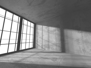 Karanlık beton boş oda. Modern mimari tasarım