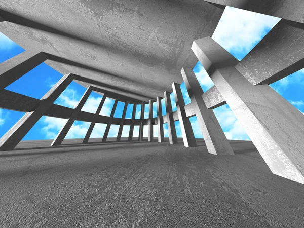 Конструкция стены бетонной комнаты на облачном фоне неба — стоковое фото