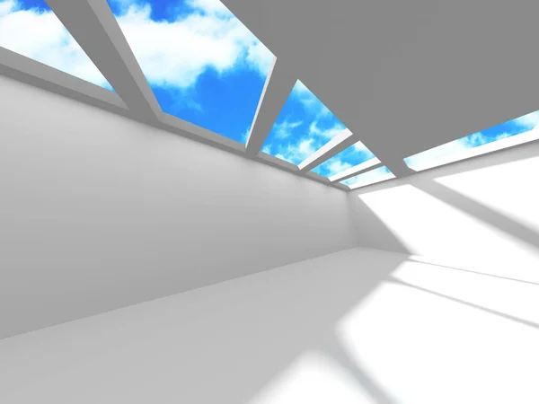 Diseño futurista de arquitectura blanca sobre fondo de cielo nublado —  Fotos de Stock