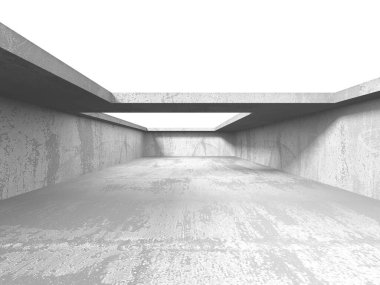 Karanlık beton boş oda. Modern mimari tasarım