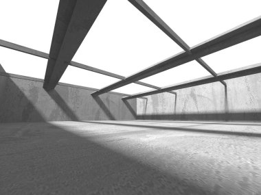 Karanlık beton boş oda. Modern mimari tasarım