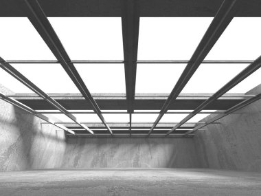 Karanlık beton boş oda. Modern mimari tasarım