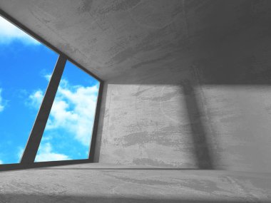 Bulutlu gökyüzü arka planda beton oda duvar inşaatı