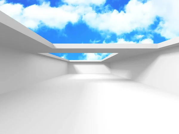 Futuristic White Architecture Design on Cloudy Sky Background — Stock Photo, Image