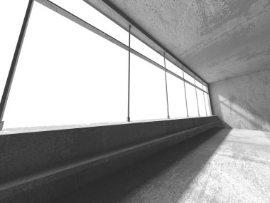 Karanlık beton boş oda. Modern mimari tasarım