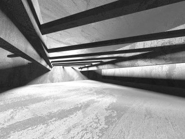 Karanlık beton boş oda. Modern mimari tasarım