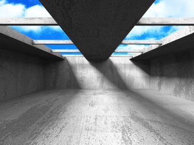 Bulutlu gökyüzü arka planda beton oda duvar inşaatı