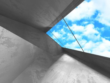 Bulutlu gökyüzü arka planda beton oda duvar inşaatı