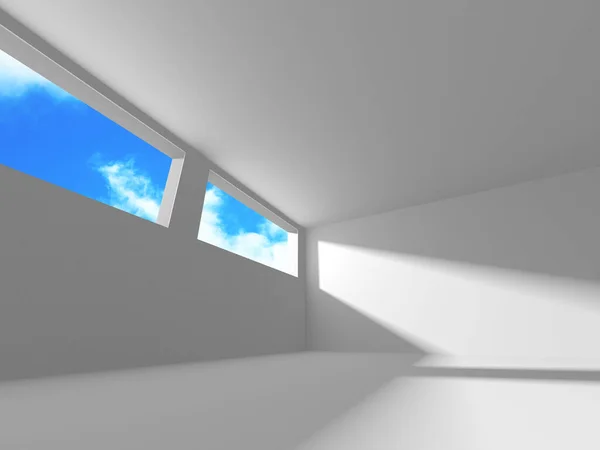 Futuristische weiße Architektur Design auf bewölkten Himmel Hintergrund — Stockfoto
