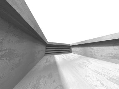 Karanlık beton boş oda. Modern mimari tasarım