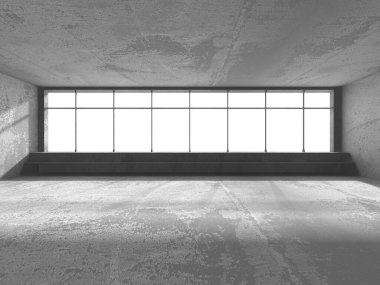 Karanlık beton boş oda. Modern mimari tasarım