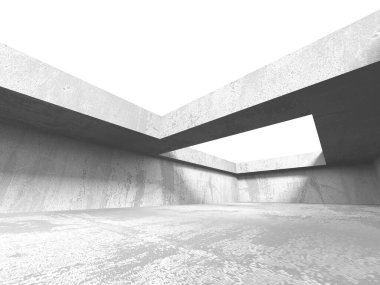 Karanlık beton boş oda. Modern mimari tasarım