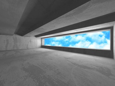 Bulutlu gökyüzü arka planda beton oda duvar inşaatı