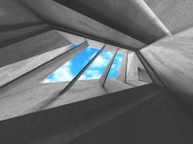 Bulutlu gökyüzü arka planda beton oda duvar inşaatı