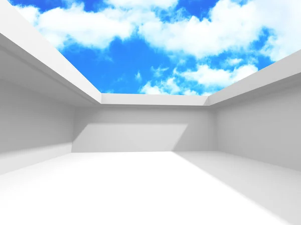曇り空の背景に未来的ホワイトアーキテクチャのデザイン — ストック写真