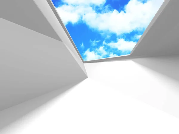 Futuristic White Architecture Design on Cloudy Sky Background — Stock Photo, Image