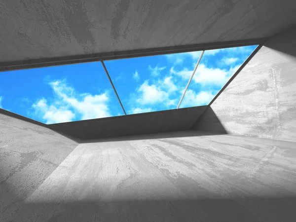 Τσιμεντένιο τοίχο αίθουσα κατασκευή σε συννεφιασμένη φόντο του ουρανού — Φωτογραφία Αρχείου