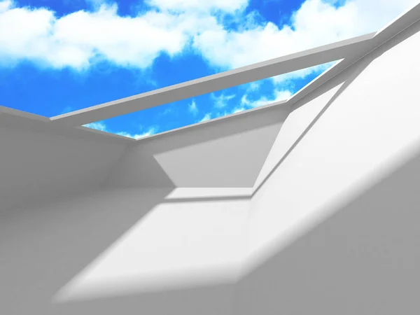 Futuristic White Architecture Design on Cloudy Sky Background — Stock Photo, Image