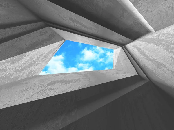 曇り空の背景にコンクリートの部屋の壁の建設 — ストック写真