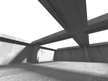 Karanlık beton boş oda. Modern mimari tasarım