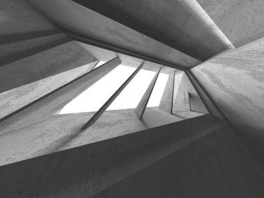 Karanlık beton boş oda. Modern mimari tasarım