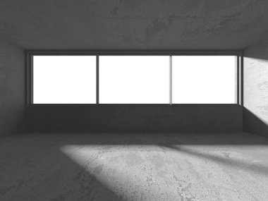 Karanlık beton boş oda. Modern mimari tasarım