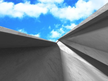 Bulutlu gökyüzü arka planda beton oda duvar inşaatı