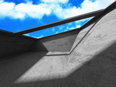 Bulutlu gökyüzü arka planda beton oda duvar inşaatı