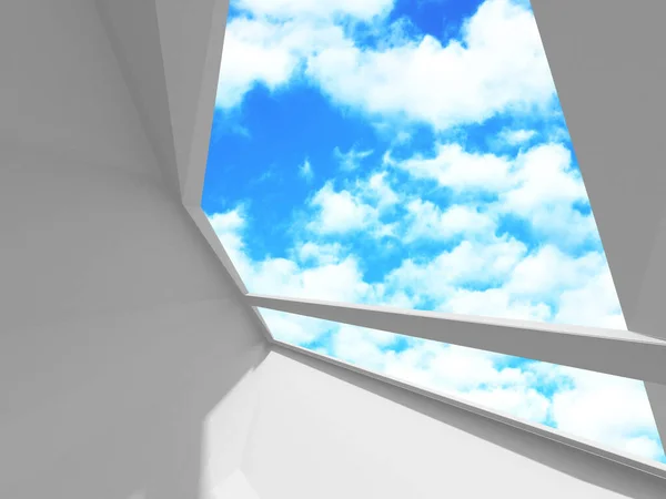 Futuristic White Architecture Design on Cloudy Sky Background — Stock Photo, Image