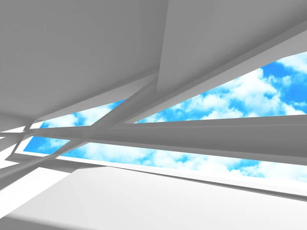 Futuristic White Architecture Design on Cloudy Sky Background — Stock Photo, Image