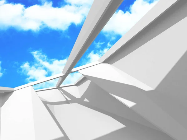 Futuristisk vit arkitektur design på molnigt himmel bakgrund — Stockfoto