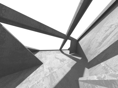 Karanlık beton boş oda. Modern mimari tasarım