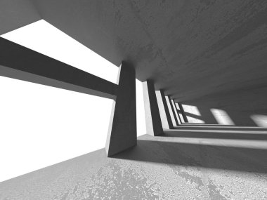 Karanlık beton boş oda. Modern mimari tasarım