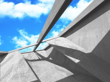 Bulutlu gökyüzü arka planda beton oda duvar inşaatı