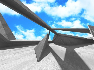 Bulutlu gökyüzü arka planda beton oda duvar inşaatı