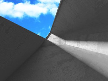 Bulutlu gökyüzü arka planda beton oda duvar inşaatı