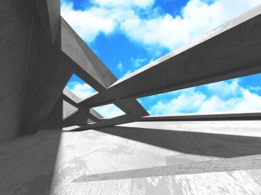 Bulutlu gökyüzü arka planda beton oda duvar inşaatı