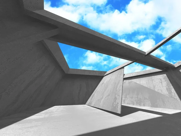 Betong rum vägg konstruktion på molnigt himmel bakgrund — Stockfoto