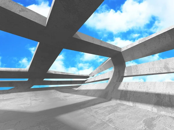 Construção de parede de sala de concreto no fundo do céu nublado — Fotografia de Stock