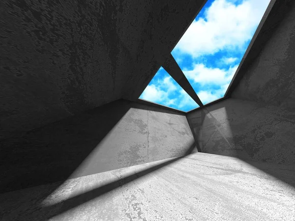 Construção de parede de sala de concreto no fundo do céu nublado — Fotografia de Stock