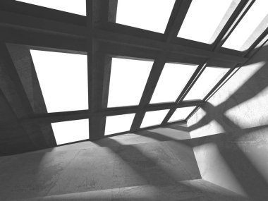 Karanlık beton boş oda. Modern mimari tasarım