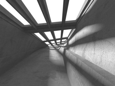 Karanlık beton boş oda. Modern mimari tasarım