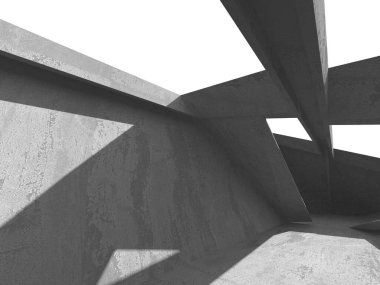 Karanlık beton boş oda. Modern mimari tasarım