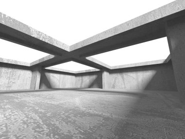 Karanlık beton boş oda. Modern mimari tasarım