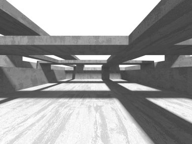 Karanlık beton boş oda. Modern mimari tasarım