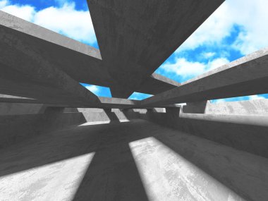 Bulutlu gökyüzü arka planda beton oda duvar inşaatı