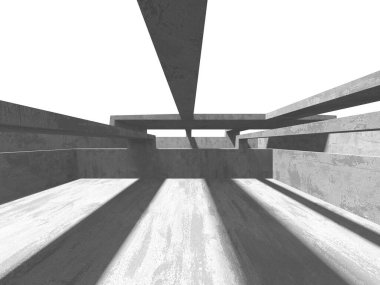 Karanlık beton boş oda. Modern mimari tasarım