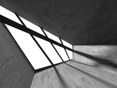 Karanlık beton boş oda. Modern mimari tasarım